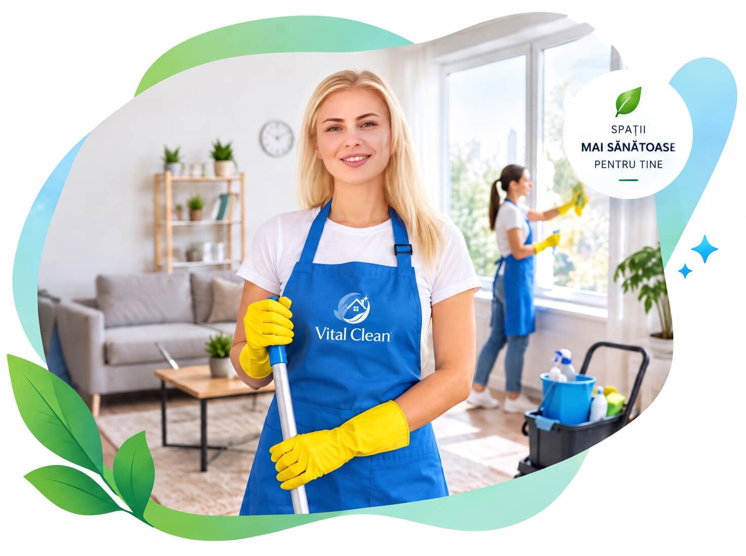 Echipă Vital Clean în timpul curățeniei